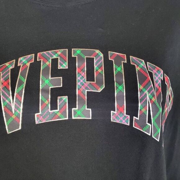 Victoria’s Secret PINK Black LOVE PINK Long Sleeve Shirt Plaid Logo Women’s M - Picture 4 of 9